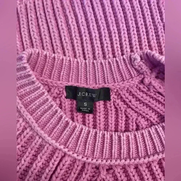 J. Crew Reimagined Garment-Washed Fuchsia Ribbed Crewneck  Sweater - Picture 5 of 7